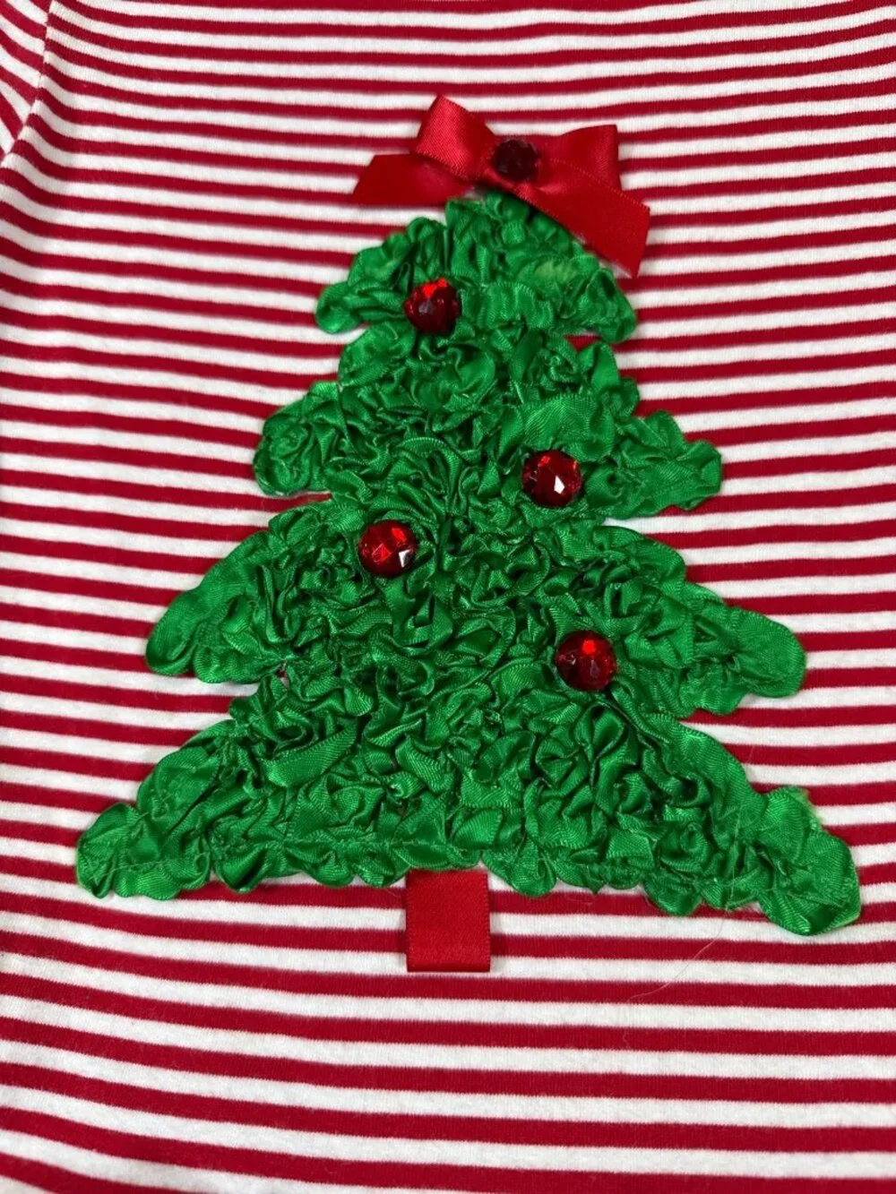 Rare Editions Girls Christmas Dress Size 4 Red Tulle Skirt & Tree (G979)